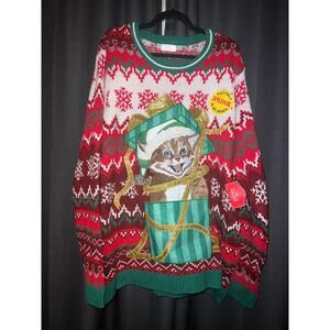 Ugly Christmas Sweater Xmas Size 2XL Cat NWT